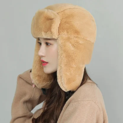 Solid Warm Ear Flap Aviator Hat - Image 7