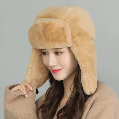 Solid Warm Ear Flap Aviator Hat - Image 3