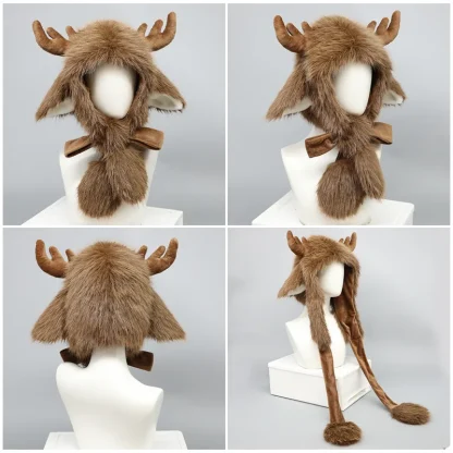 Trapper Hat with Plush Elk Design - Image 2