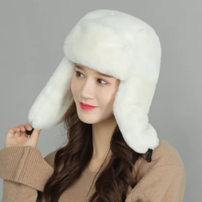 Solid Warm Ear Flap Aviator Hat - Image 5