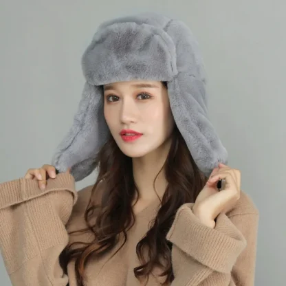 Solid Warm Ear Flap Aviator Hat - Image 2