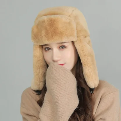 Solid Warm Ear Flap Aviator Hat - Image 4