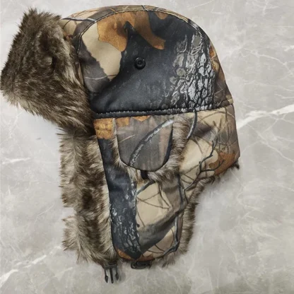 Foldable Ear Flaps Ushanka with Camo Print - Image 5