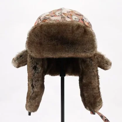 Winter Trapper Hat with Floral Print - Image 5