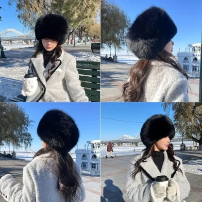 Fluffy Faux Fur Trapper Hat without Ear Flaps - Image 8