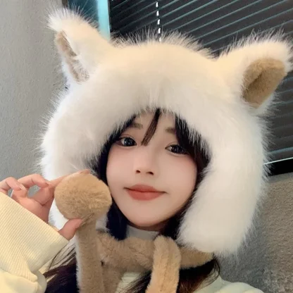 Cute Fox Ear Trapper Hat with Faux Fur - Image 7