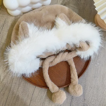 Cute Fox Ear Trapper Hat with Faux Fur - Image 12