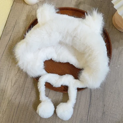 Cute Fox Ear Trapper Hat with Faux Fur - Image 11