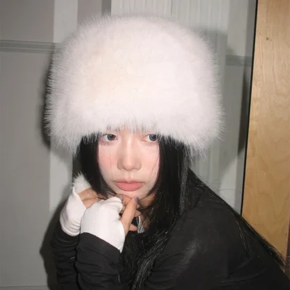 Fluffy Faux Fur Trapper Hat without Ear Flaps