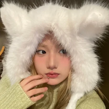 Cute Fox Ear Trapper Hat with Faux Fur