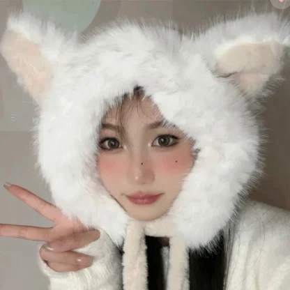 Cute Fox Ear Trapper Hat with Faux Fur - Image 4