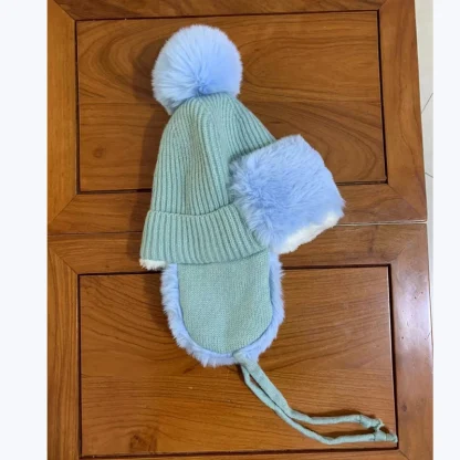 Knitted Solid Color Ushanka with Pompom - Image 14