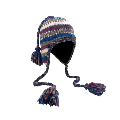 Stylish Knitted Trapper Hat with Striped Pattern - Image 5